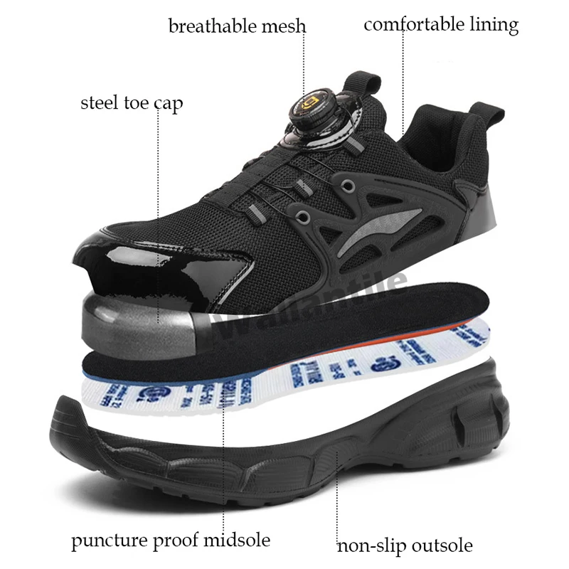 Waliantile Protective Safety Work Shoes For Men Construction Working Boots Anti-smashing Puncture Proof Indestructible Sneakers