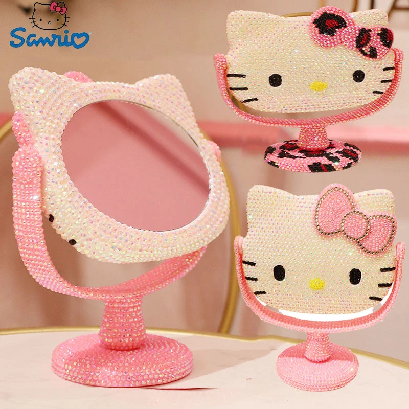 Kawaii Hello Kitty Shiny Mirror Hello Kitty Mirror Rhinestones