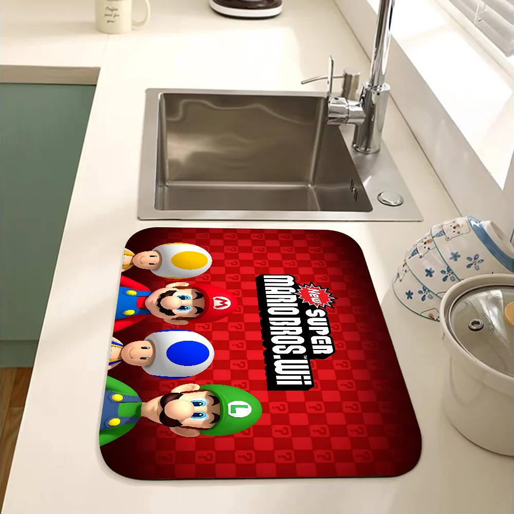 Game Super M-MarioS-S Kitchen Dish Mat Absorbent Dining Table Mats Retro Non-slip Placemat Coffee Dish Tableware Mat Home Decor 4