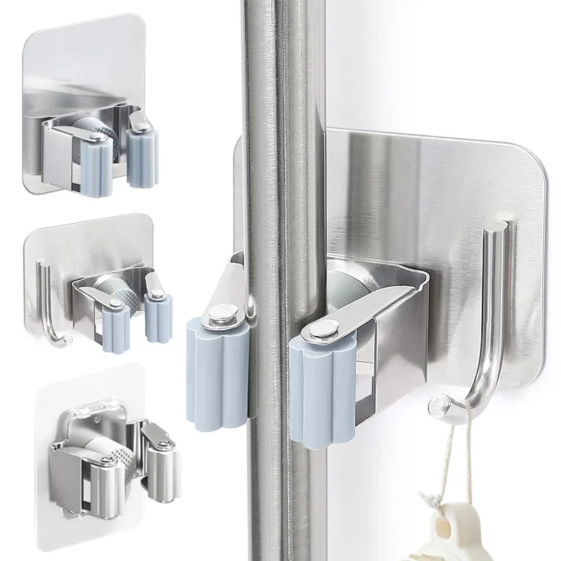 1/2pcs Multi-Purpose Hooks Strong Adhesive Bathroom Storage Hooks Brush Broom Hanger Home Organizer Accessories