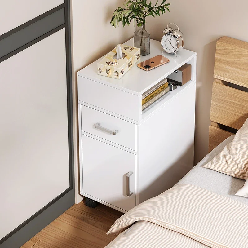 Bedside Table Small Simple Modern Bedside Small Cabinet Very Narrow Storage Cabinet Rack for Rental Room