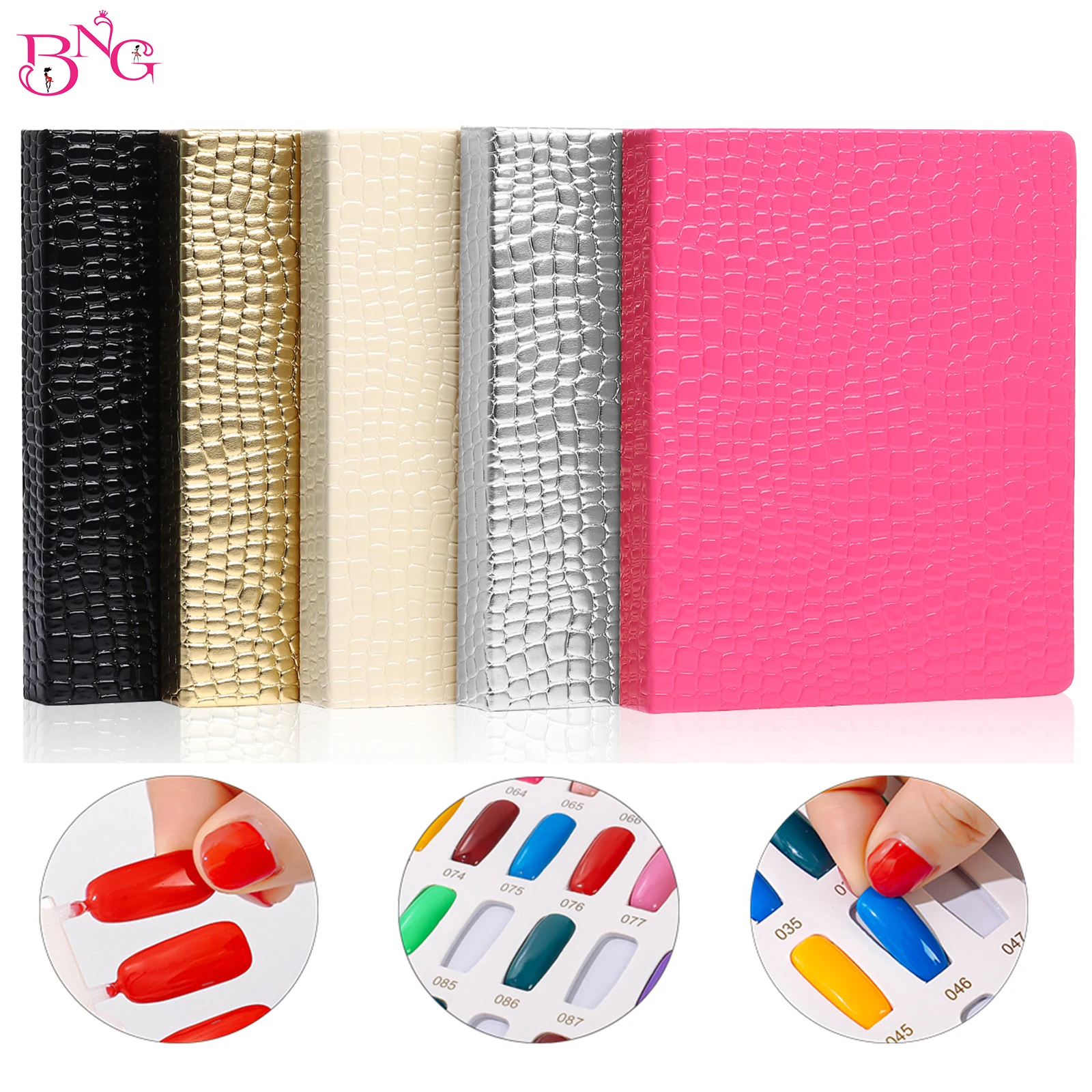 Leather-Covered Nail Display Book with Gel Polish Swatch Chart