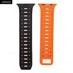 Magnetic Silicone Loop Strap for Apple Watch - Breathable 46mm Wristband (Black Orange)