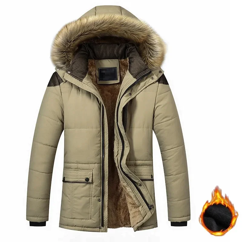 

2023 New Men Winter Outdoor Casual Windproof Keep Warm Waterproof Thickened Cotton Jacket Detachable Hooded