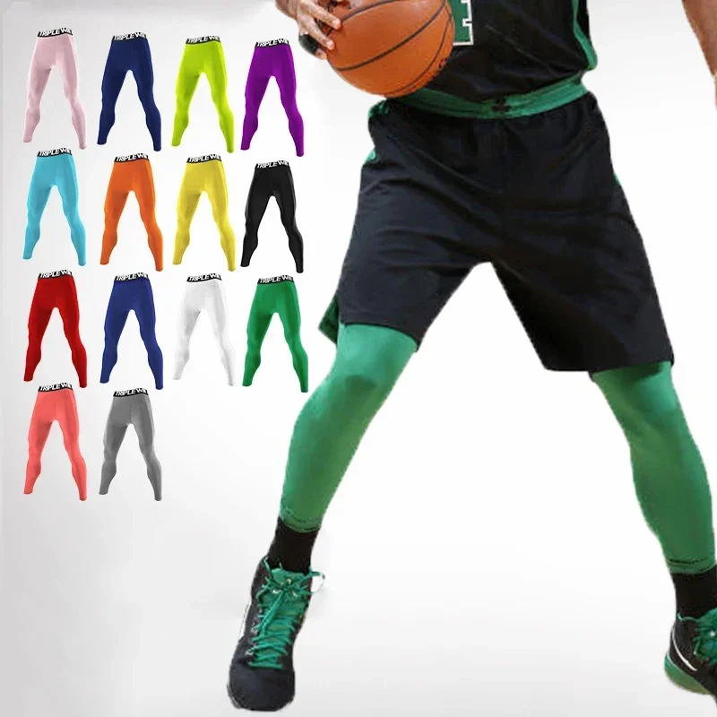 Men Running Tights GYM Pants Basketball Football Soccer Fitness Exercise