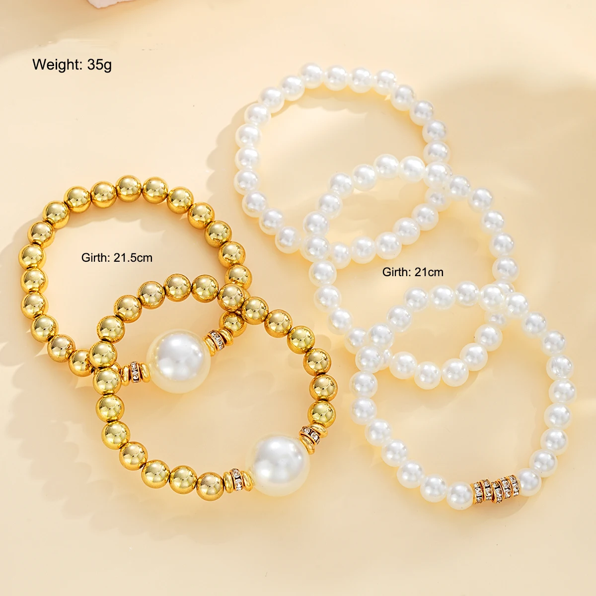 5pcs/Set Minimalist Pearl Beads Bracelet For Women Fashion Big Pearl Design Bracelet Sets Vintage Daily Wear Jewelry Gifts 2025