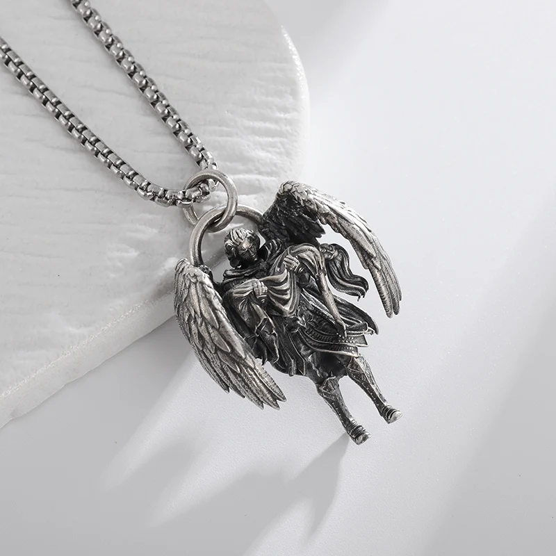 

Vintage Redemption Archangel Pendant Men Women Michael Necklace Prayer Amulet Jewelry Gift