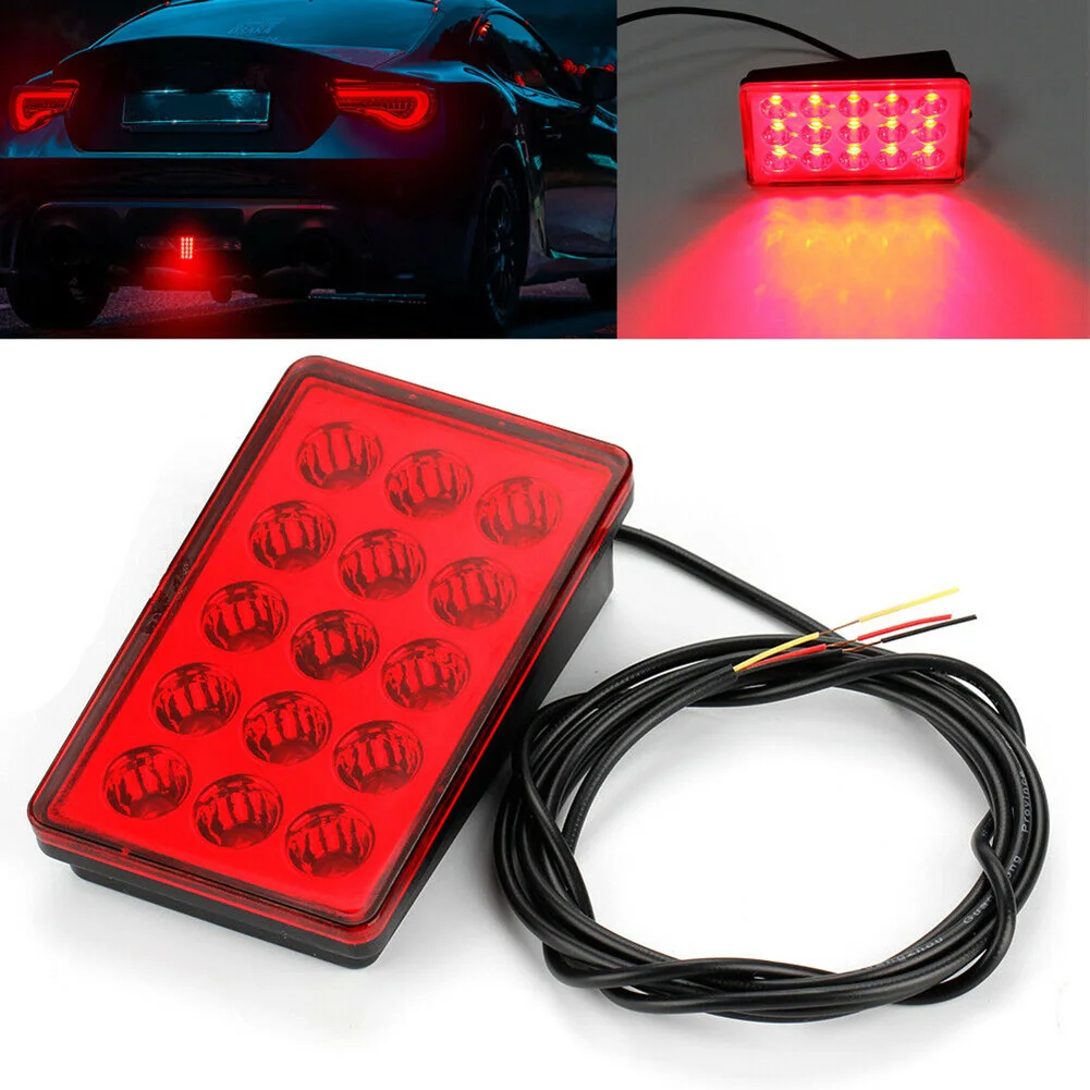 Car LED 3rd Brake Light Universal Red/black F1 Style 15 LED Rear 3rd