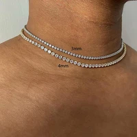 Hip Hop glacé Tennis chaîne collier pour hommes femmes de luxe cubique Zircon cristal court Rock cou accessoires bijoux OHN016 1