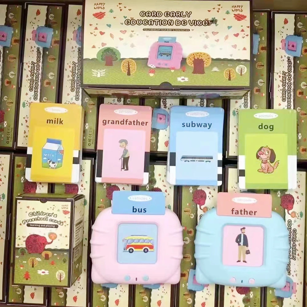Educational Learning Toy Alphabet Educational Toys Talking FlashCards For Kids Electronic Early Education Machine Montessori Toy Flash Card Preschool Toddlers Biy Girl Gift Travel
