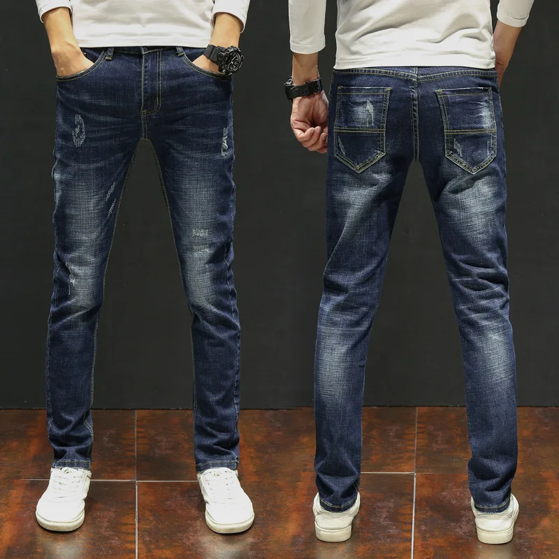 

Fashion Korean Slim Jeans Men Trousers Spring Autumn New Youth Jeans Men Stretch Pants
