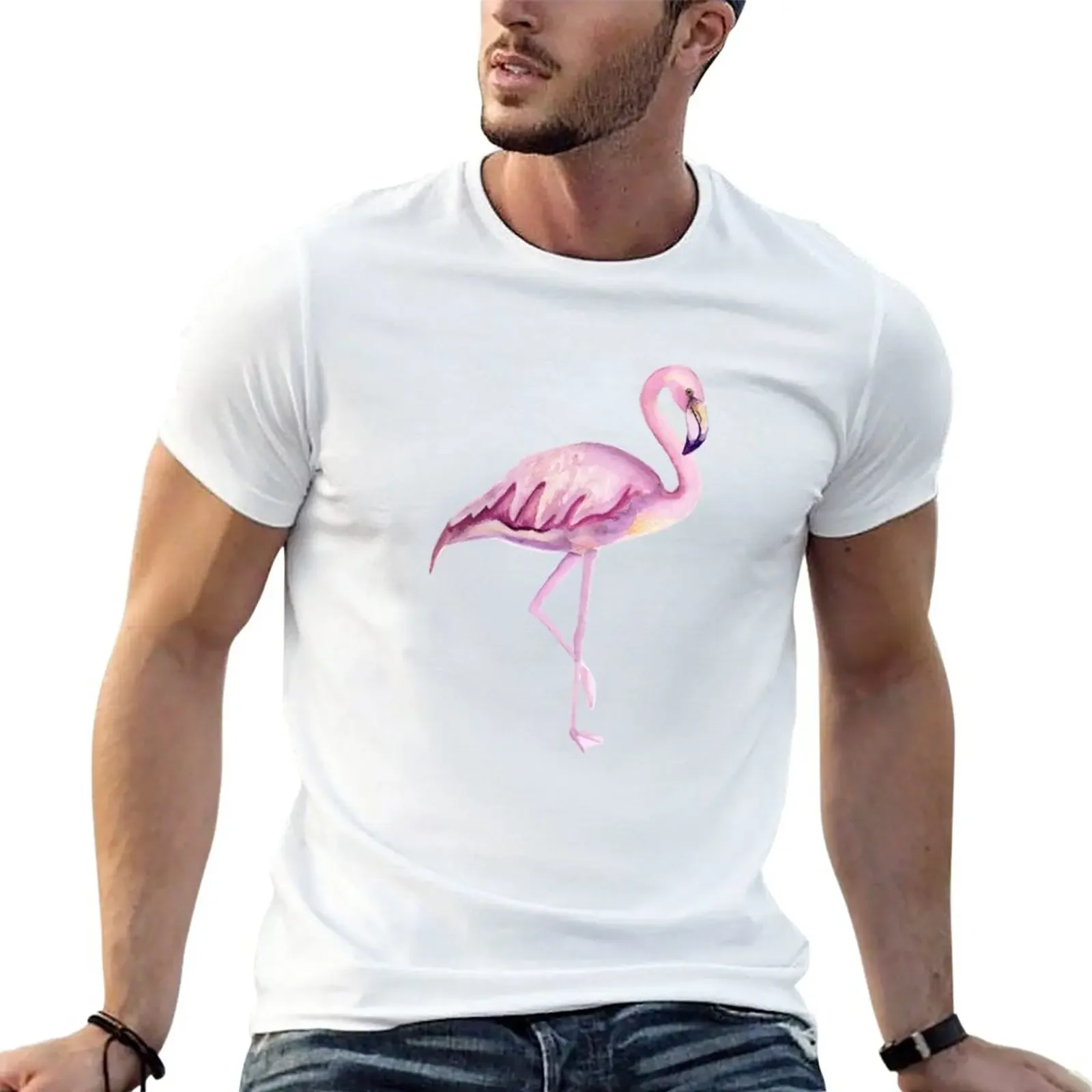 

Pink flamingo T-Shirt vintage cute clothes men workout shirt