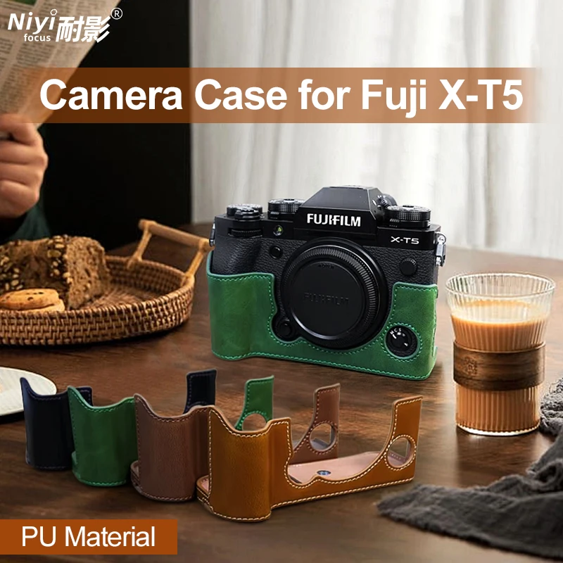 

PU Leather Camera Half Case With Wrist Band for Fuji XT5 Camera Genuine Leather Case Bottom Battery Opening for Fuji XT5