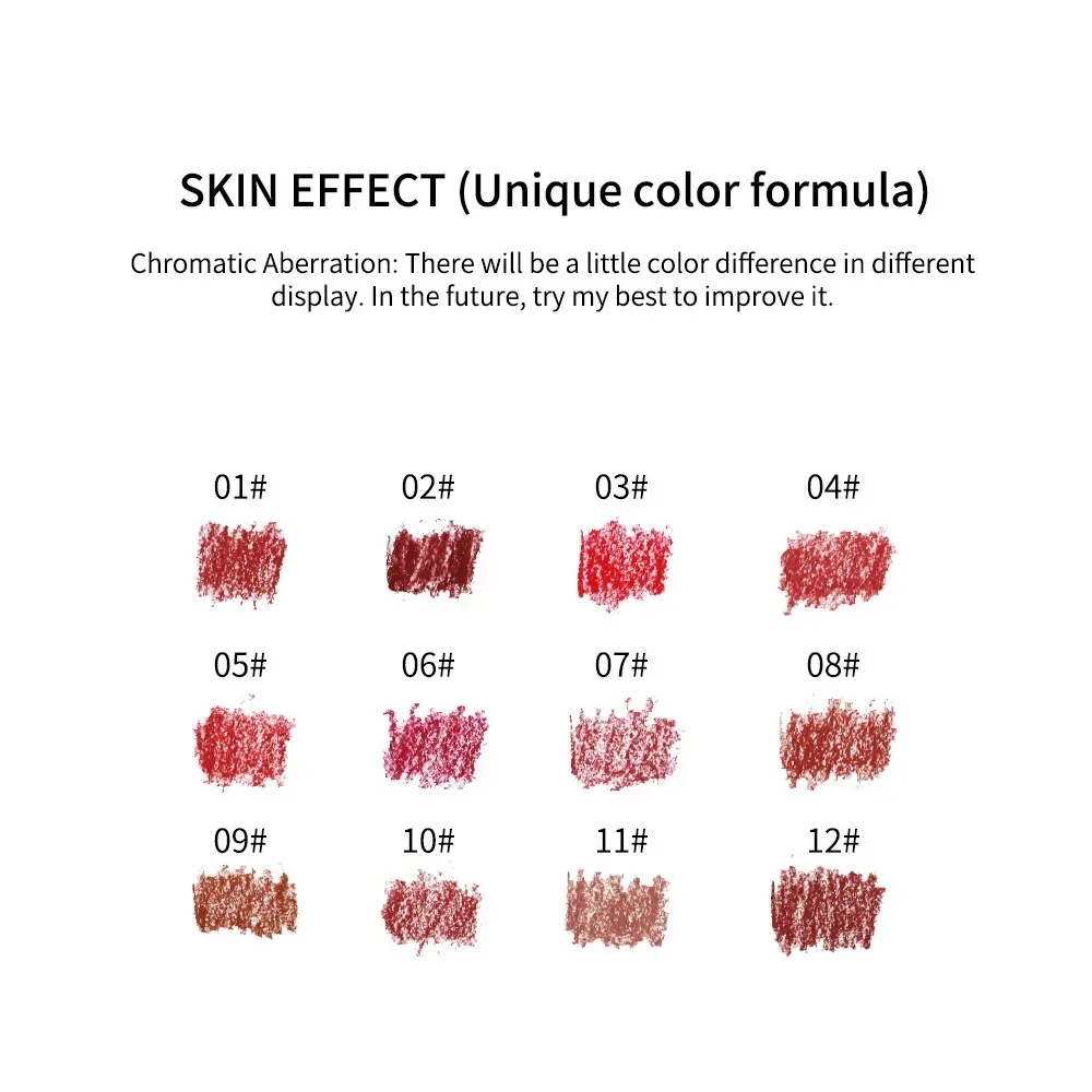 12pcs Matte Lip Liner Set Long-lasting Color Waterproof Lip Liner Sexy Full Lips Lip Retouching Cosmetic Makeup Tools 3