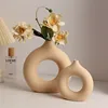Nordic Circular Hollow Vase, Ceramic Donuts Flower Vase, Home Decoration Accessories, Interior Office Desktop Decor, Living Room 6