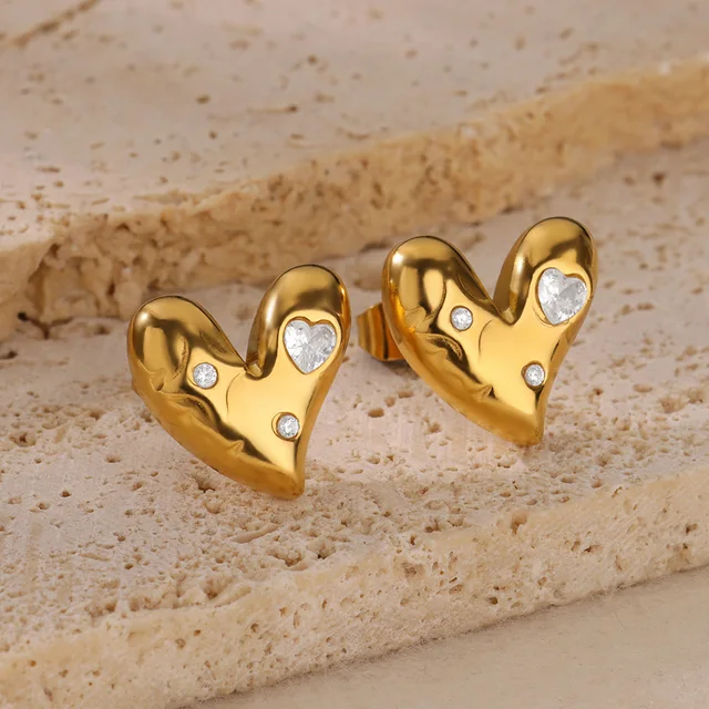 Stainless Steel Geometric Claw Earrings For Women Gold Color Starfish Heart Stud Earring Fashion Wedding Waterproof Jewelry Gift 3