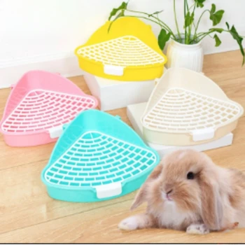 Vassoio per lettiera per conigli WC Vasino per animali Trainer Conigli Scatola per WC ad angolo per furetto Criceto Drago Gatto Cavia Forniture olandese