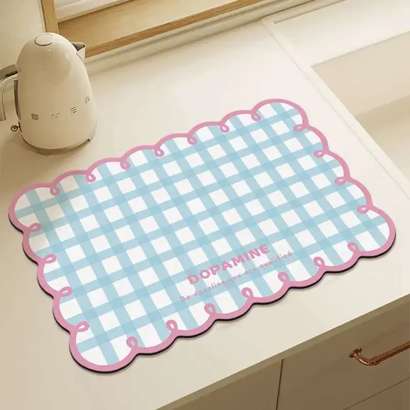 Worktop Mat Placemat Kitchen Drainage Mats Non-slip Diatomite Mud Absorbent Quick Dry Machine Washable Dirt Repellent