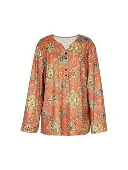 Plus Size 2025 Spring and Summer New Women's Retro Old V-Neck T Shirt Diamond Pattern Loose Casual Tops