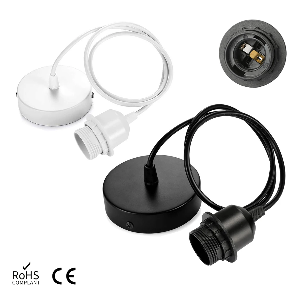 Vintage E26 E27 hanging lamp holder Full teeth with 3M cable ceiling lamp holder socket base for hanging pendant lights