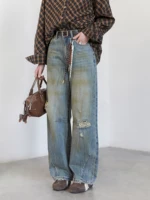 CHIC VEN rétro femmes jean ample décontracté nouveau taille haute jambes larges Denim pantalon femme pantalon printemps automne 2025 3