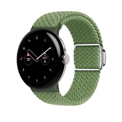 Magnetic Nylon Braided Loop Strap - Adjustable and Replaceable Wristband Bracelet for Pixel Watch 2 - 1 (Cactus color)