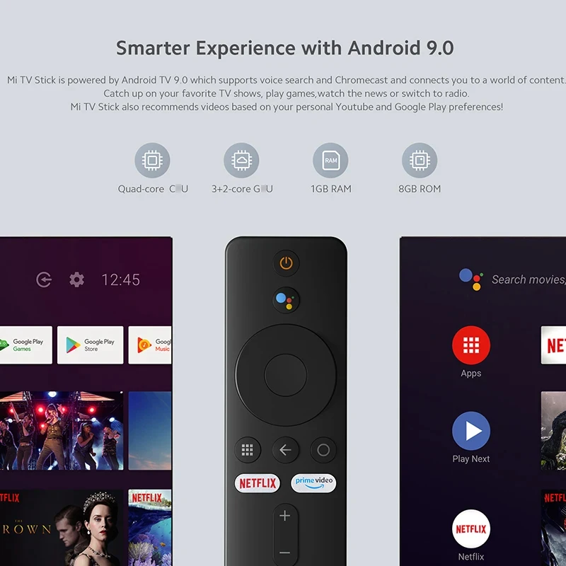 TV Stick Xiaomi Mi Global Version Smart EU Android 9.0 Quad Core 1080P Dolby DTS HD 1G RAM 8G ROM