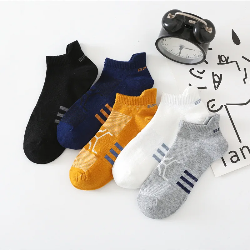 Men'S Short Socks Color Match Sport Cotton Socks Low Barrel Absorb Sweat Football Fallow Summer Socks Short Stockings For Men