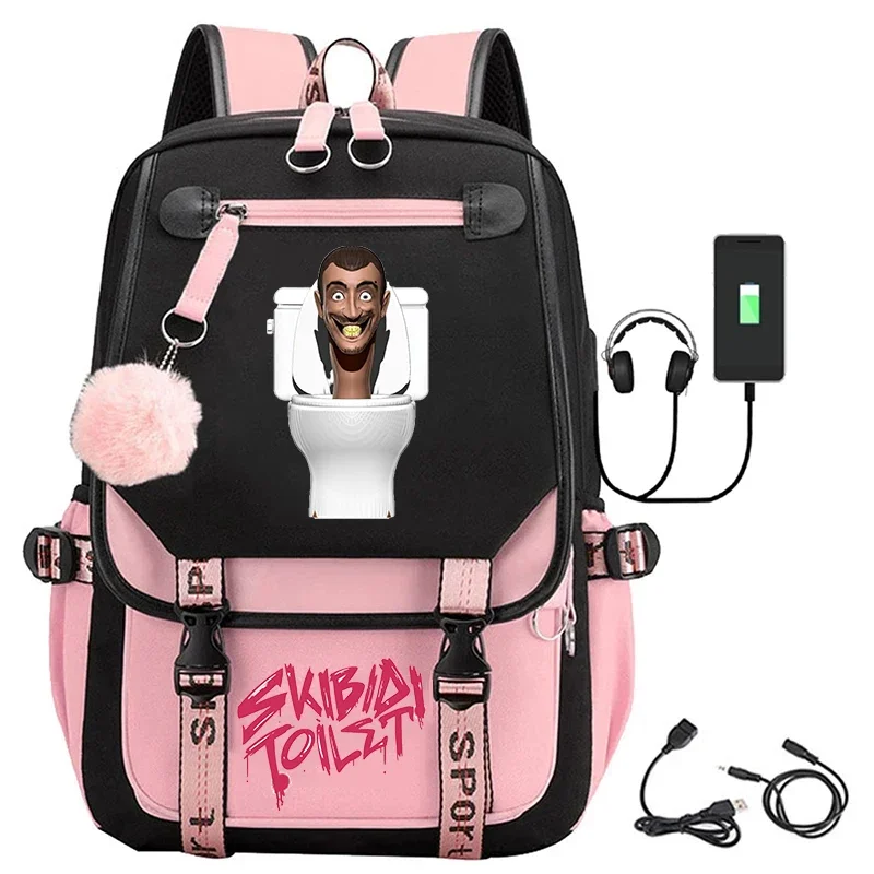 

Skibidi Toilet Usb Charging Backpack Teenager Girls School Bags Large Capacity Bag For Travel Sport Portable Students Schoolbag