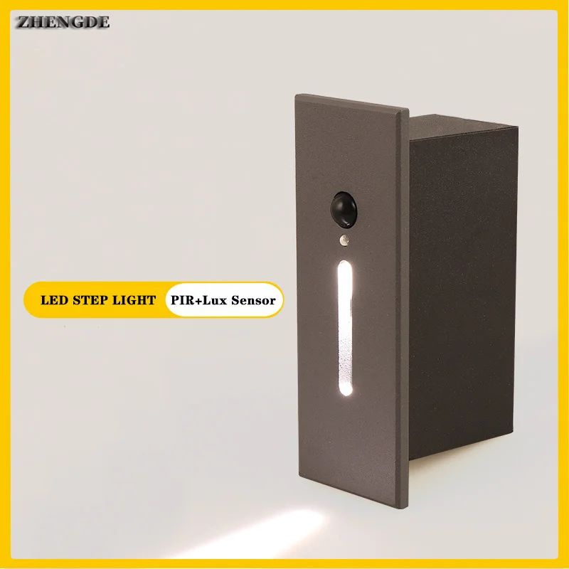 Night Light Intelligent Lamp PIR Motion Detector Sensor LED Stair Light Recessed Step Lamp Ladder Wall Kitchen Foyer