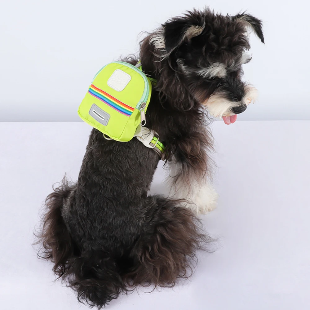 Regenbogen Reflektierendes Hundegeschirr Mit Leine Und Rucksack_voghion.com