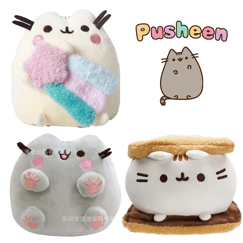 Pusheen Cat pelúcia brinquedos para crianças, anime, boneca de algodão, decoração do quarto, presentes de aniversário fofos, novo, 2024