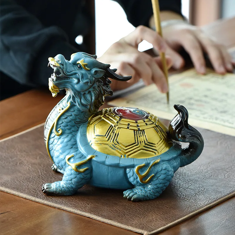 Creative Ceramic Turtle Ornament Boutique Bagua Dragon Turtle Home Furnishing Living Room Store Decoration Office Opening Gifts