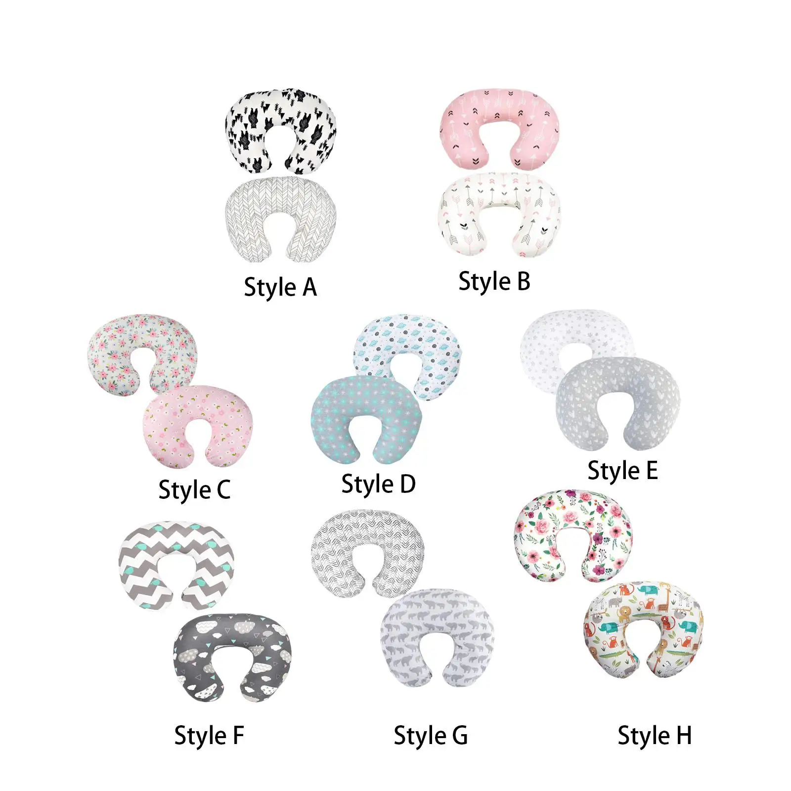 2x Baby Feeding Pillow Cover Comfortable Washable Spare Feeding Cushion Cover for Breastfeeding Nursing Gift Baby Shower Infant