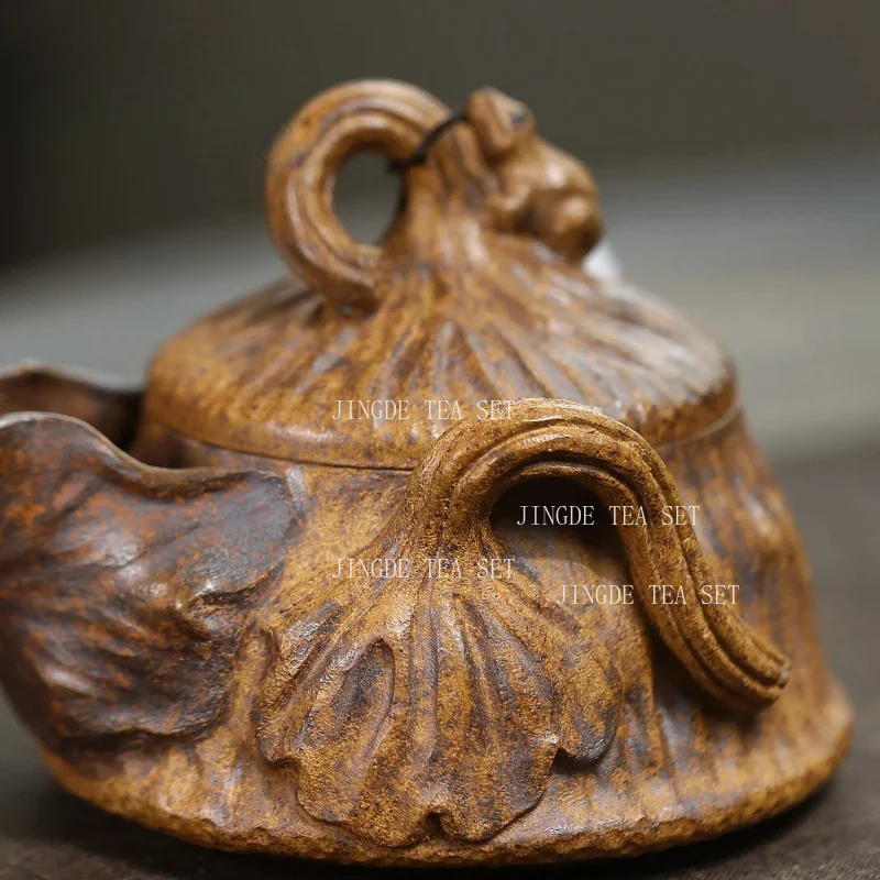 190ml Yixing Purple Clay Teapot Original Ore Section Mud Creative Frog Lotus Seed Hand-held Kung Fu Tea Set Chinese Tea Kettle