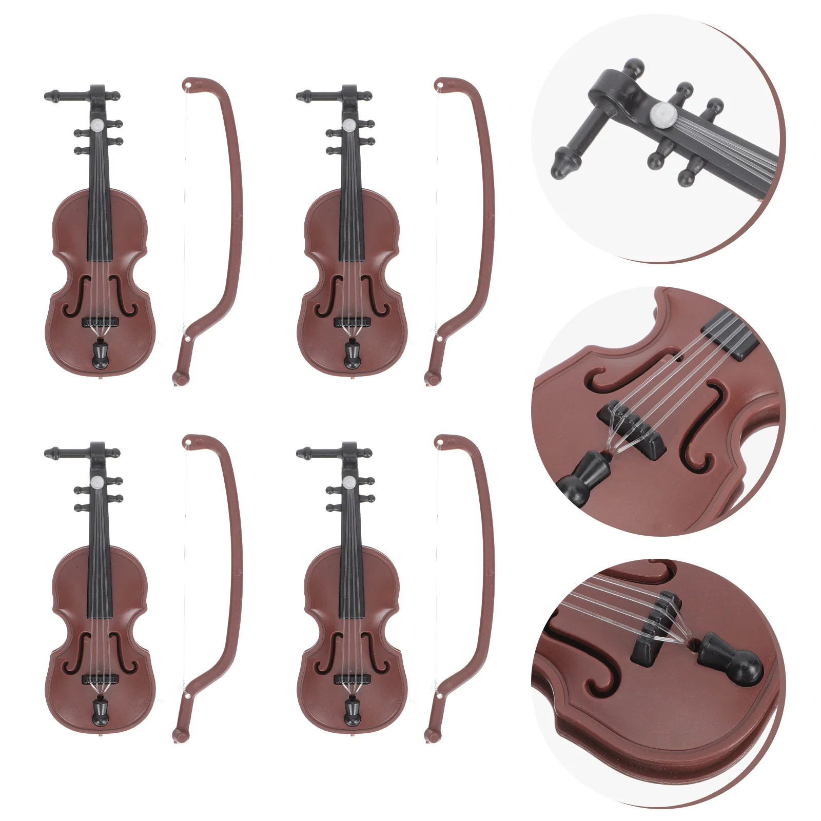 

4 Pcs Violin Model Toy Mini House Supplies Kids DIY Toys Dollhouse Scene Adorn Plastic Child Miniature Decor