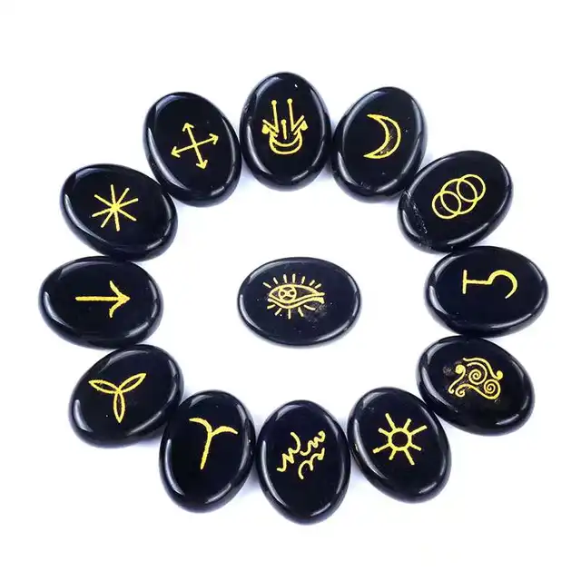 Jenngaoo 25 Stück Runensteine Set - Gravierte Symbol Steine Für Meditation & Dekoration Weiß