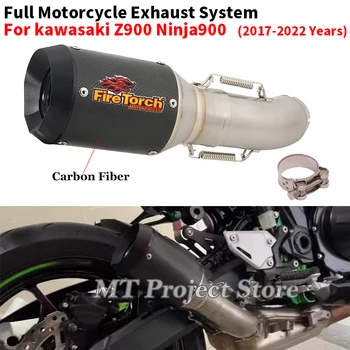 Motorcycle Exhaust Muffler Escape Modiifed Mid Pipe With Carbon Muffler Slip On For Kawasaki Z900RS Z900 RS Ninja900 2017 - 2022