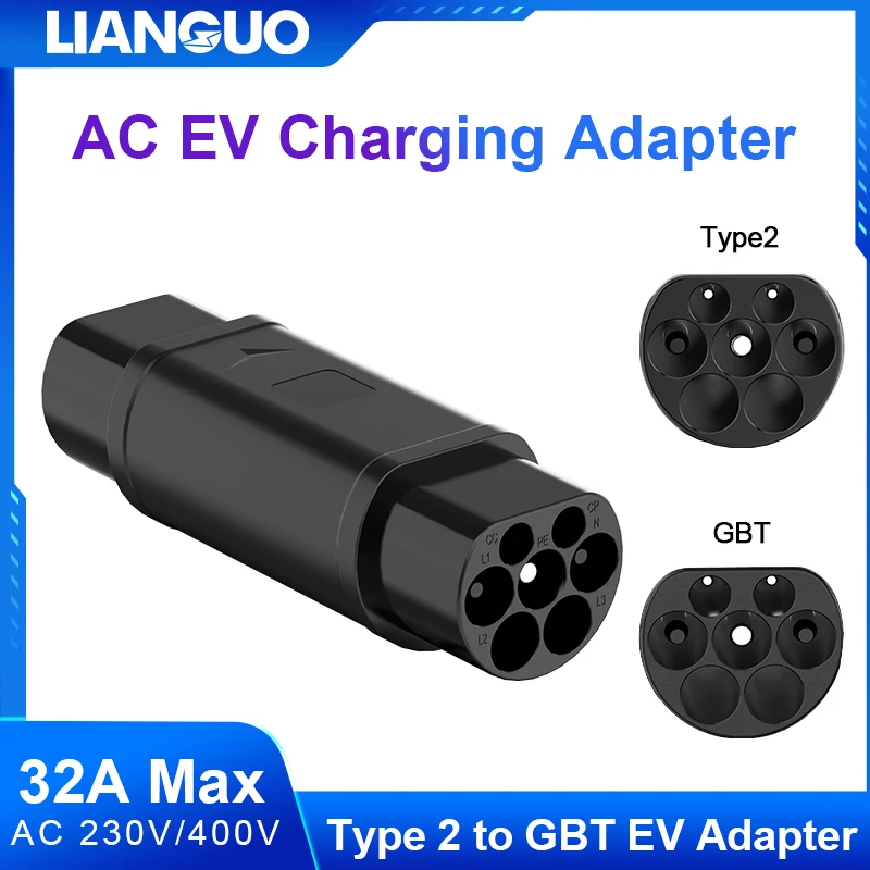 Adaptateur de Charge de Type 2 vers GBT EV, IEC 62196 vers GB, adaptateur de convertisseur de Charge de voiture chinoise Standard chinois 32A