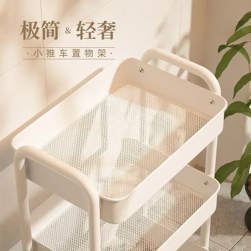Small Cart Storage Rack Floor To Floor Multi-level Kitchen Bathroom Mobile Wheeled Storage Rack Baby Snack Trolley