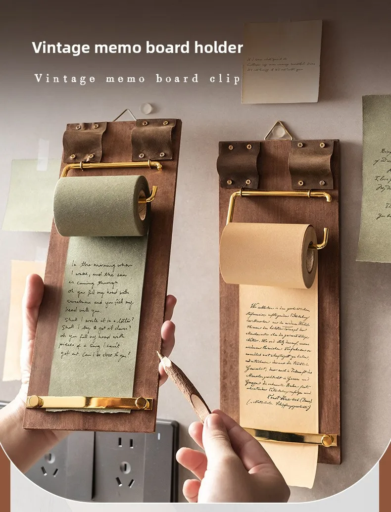 Vintage Haftnotiz-Clip zum Aufhängen, Rollenpapier-Haftnotizen, Windboard-Notizblock, Blanko-Notizblock, Nachrichtenblock – Detail 1
