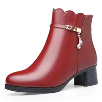Autumn Winter Fashion Women Soft Leather Ankle Boots Anti-slip Warm Plush Casual Elegant Thick Heel Trend Platform Boots - Image 6