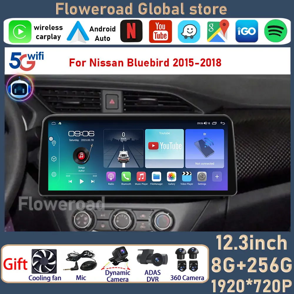 

Carplay Screen For Nissan Bluebird 2015 - 2018 Car Radio Stereo Multimedia Autoradio Navigation GPS DSP Player Android Auto BT