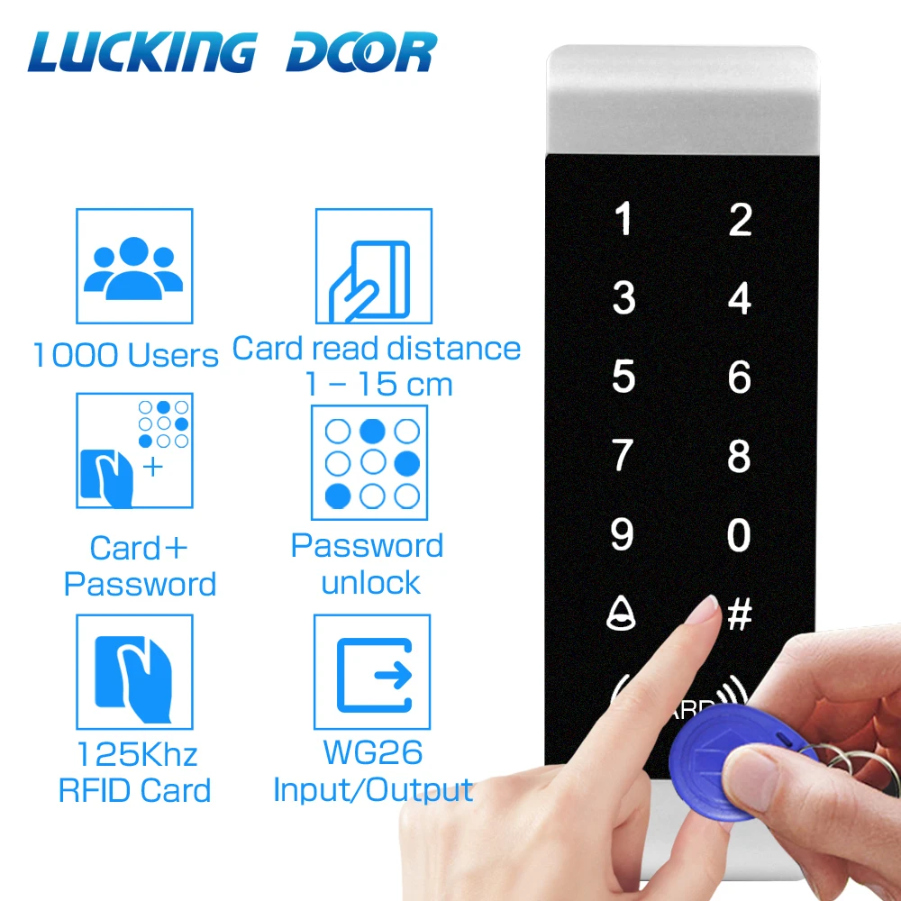 Narrow Size Standalone Access Control 125khz RFID Access Control System kit Door Touch Keypad images - 6