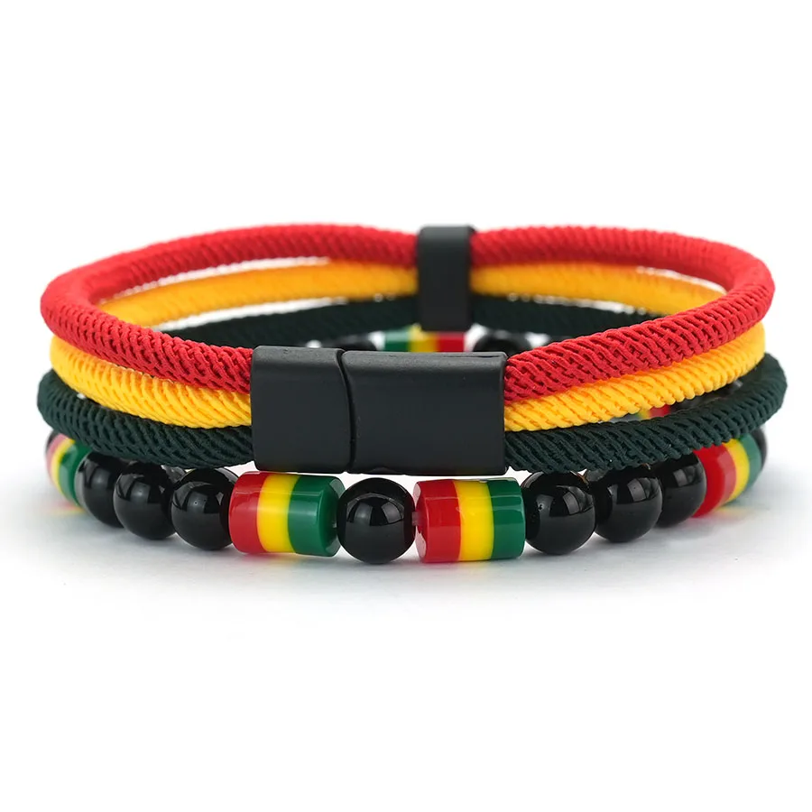 Obsidian Strand National Flag Color Bracelet for Men