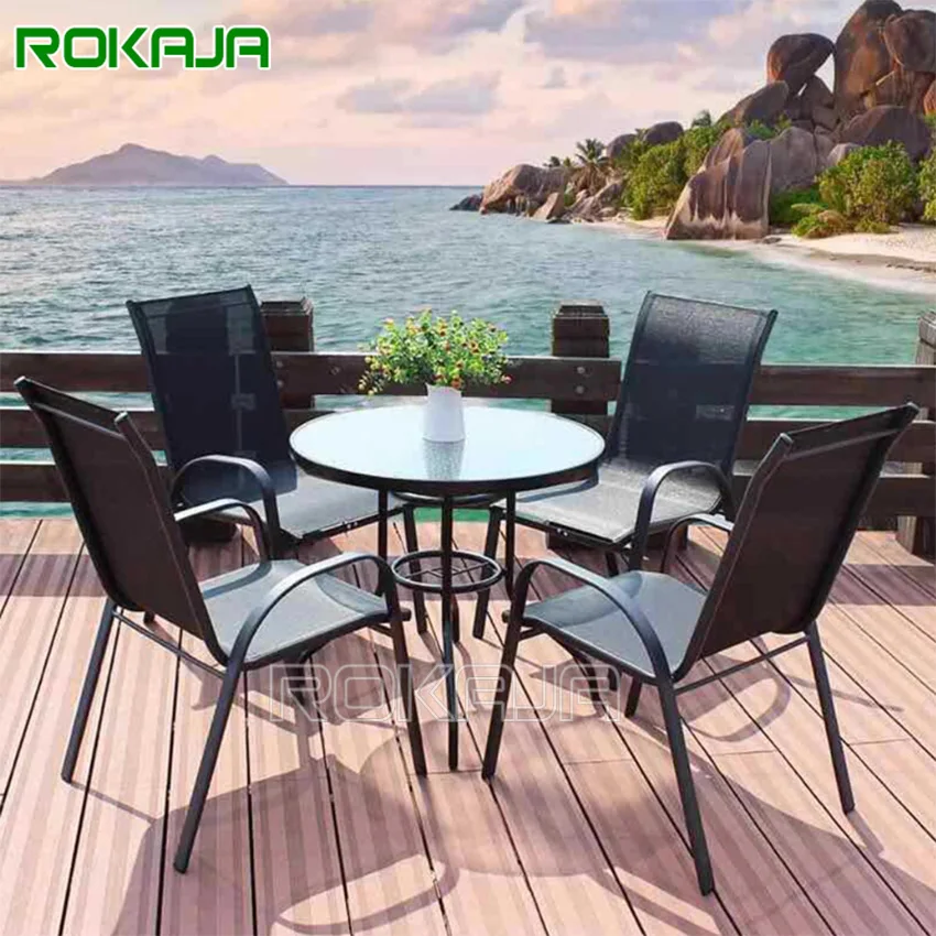 Outdoor Garden Table Set With Umbrella Water Pattern Round Table Teslin Cloth Chair Balcony Courtyard And Chairs