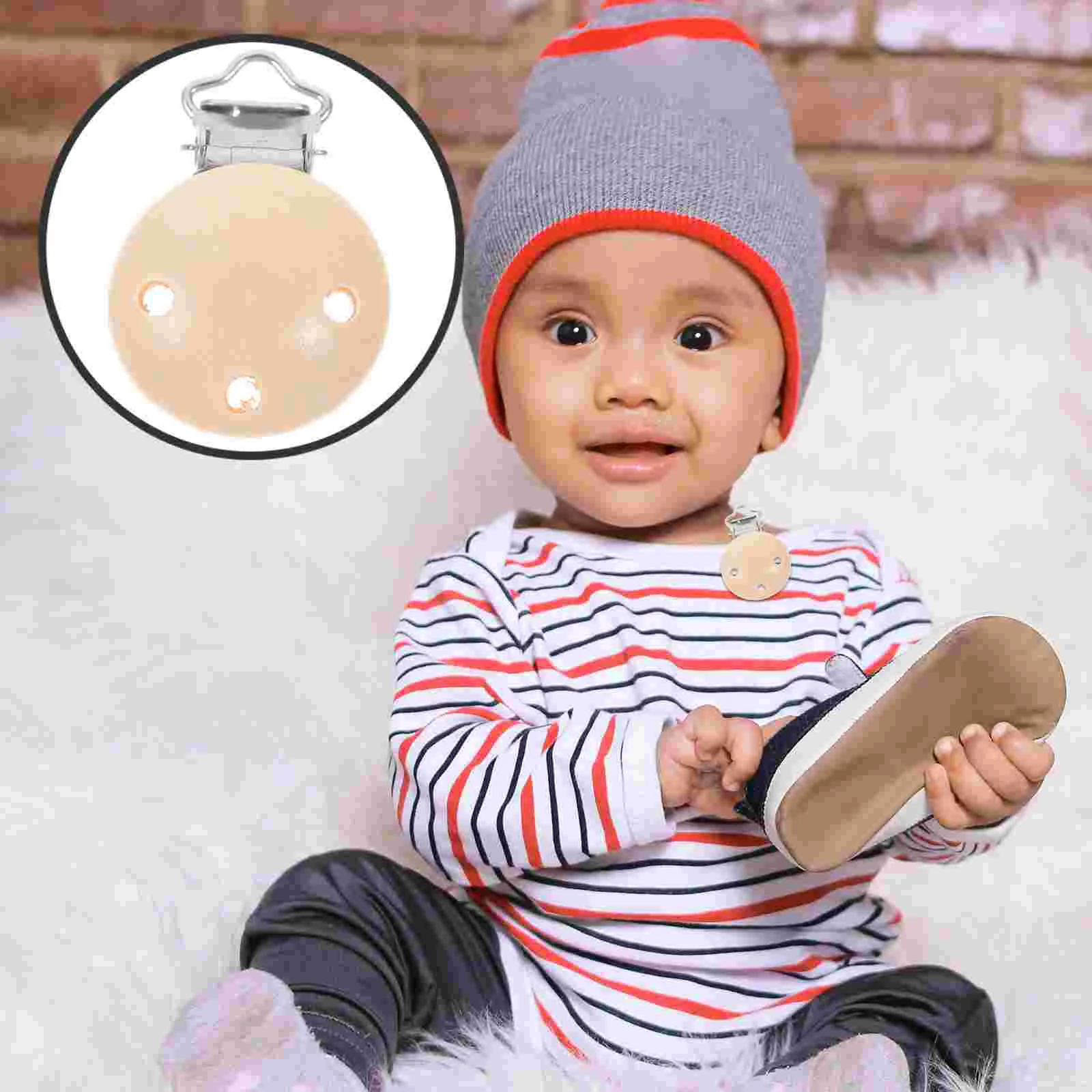 

8 Pcs Pacifier Clip Wood Baby Clips Decorative Teething Toy DIY Wooden Bracket for