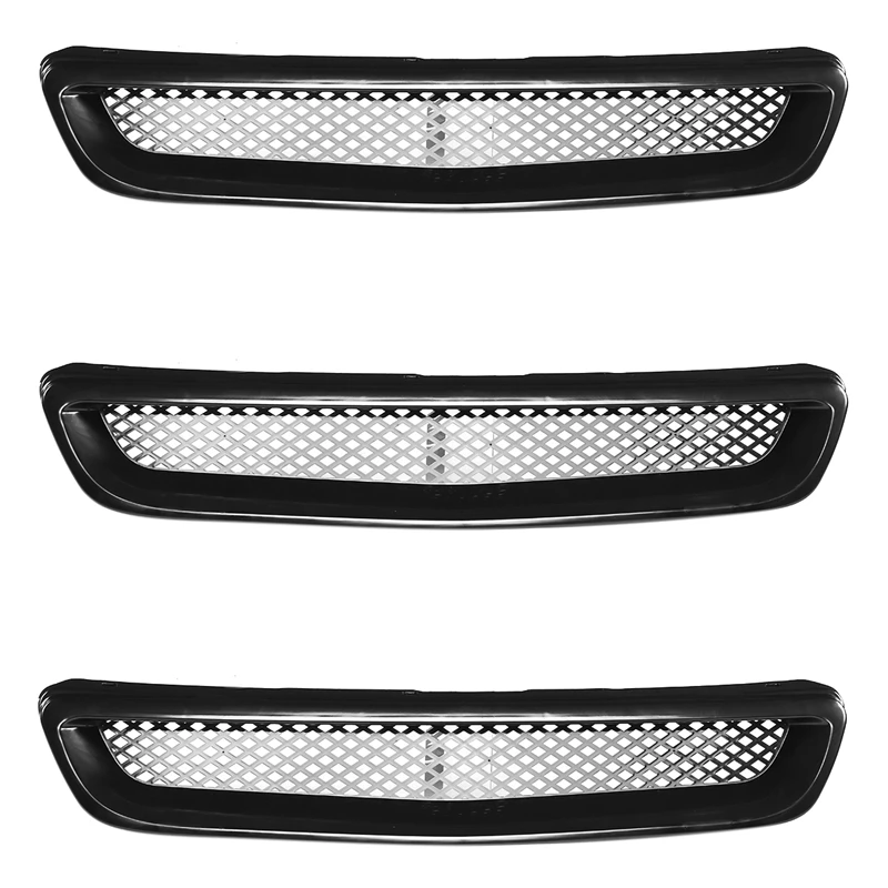 3x Abs Black Car Front Bumper Hood Grill Grille Cover Trim For Honda Civic Ek Cx Dx Ex Hx Lx