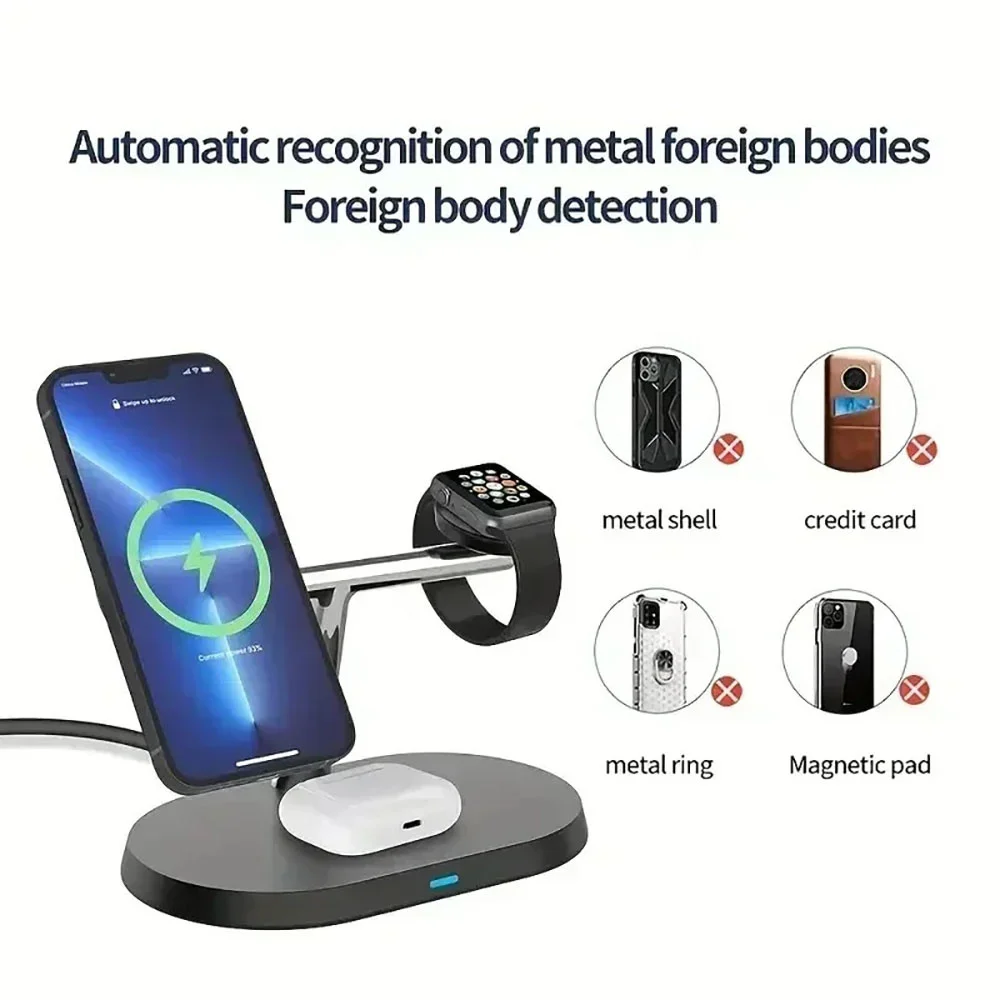 3 in 1 30W Magnetic Wireless Charger Stand For Magsafe iPhone 16 15 14 13 12 Apple Watch 8 7 Airpods Pro Fast Charging Station