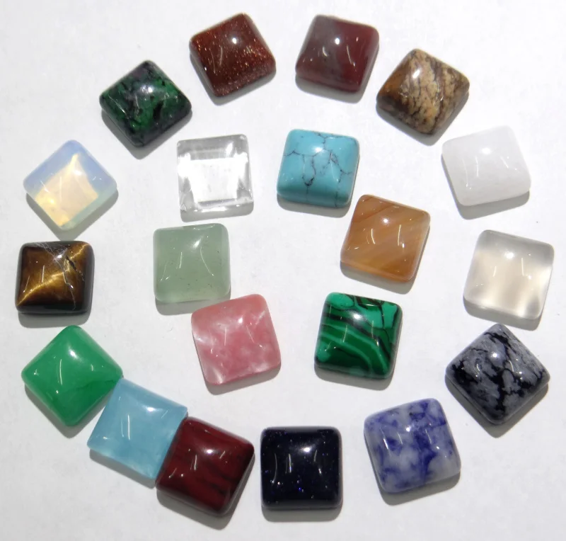 

New Fashion 10*10mm Natural Stones Cabochon Beads Square-shape No Hole Bead for Jewelry Making Supplies Wholesale 50PCS